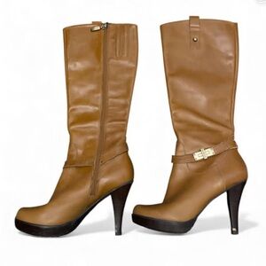 Elegant Brown Leather Knee-High Boots